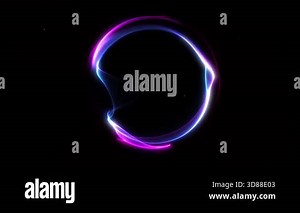 Seamless neon orb loop with flowing purple and blue glowing trails forming a smooth elegant circular motion. Futuristic minimalistic digital animation.
