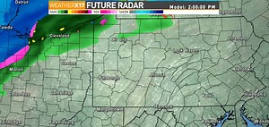 Here is the future radar throughout this afternoon thru 4am on Tuesday. You can watch as the snow overfills the area and how the rain/snow line progresses throughout the night. Snowfall amounts will depend on how fast this line progresses. Slower? Less snow. Faster? More snow. | PA Weather Plus, LLC | Facebook
