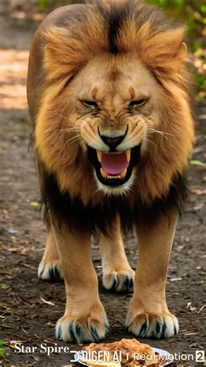 Angry Wild Lion Roars Loudly After Seeing Food 😱🦁🔥 #lion #lionnation #shorts
