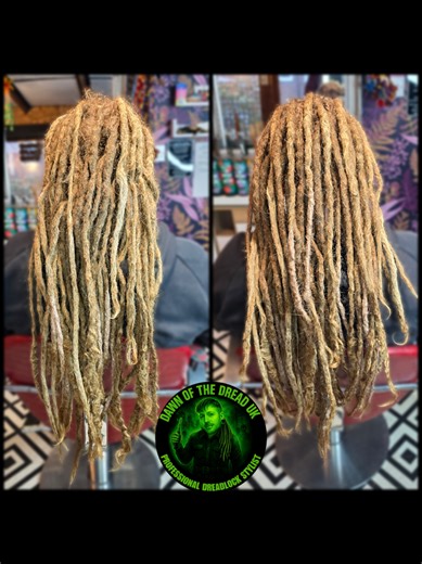 A tidy up today on this awesome dread hawk! this client has been growing this set for a number of years! A nice set of chunky dreads! I crocheted the roots and the forat few inches. I also thickened up a few thinning spots which im doing over a few apps to reinforce weekend areas and prevent breakage which is occurring from wearing a hard hat from his work. I used some human hair I had available here. We had a good chat while mean machine was playing in the background and finished the app with a