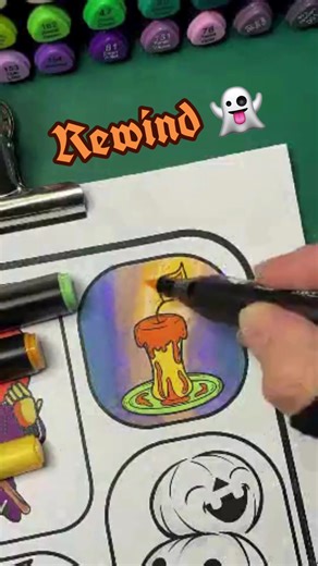Reverse the coloring spell! 🕯️✨ Watch the candle glow backwards 🎃