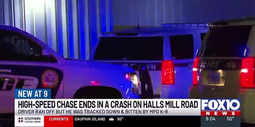 High-speed chase ends in crash on Halls Mill Road in Mobile