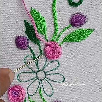 Flower Embroidery 🌸🌸 Woven Wheel Stitch Flower Hand Embroidery Tutorial.Woven Wheel Stitch Flower