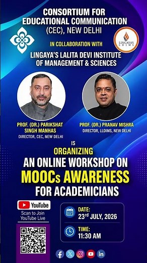 MOOCs Awareness Workshop | CEC & LLDIMS Live 🚀 #shorts