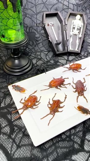 Genevieve LaMonaca on Instagram: "Edible Cockroaches 🪳 Follow @chefgenevieve for 50 Halloween Inspired Recipes 👻 Beetlejuice would totally approve 🪳🕷️🪱 These edible cockroaches look terrifyingly real… but surprise! They taste just like peanut butter cups 😱🍫 Perfect creepy-crawly treat to freak out your friends this Halloween 🎃🕷️ Would you dare take a bite? #HalloweenFood #HalloweenRecipe #EdibleCockroaches #Beetlejuice"