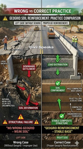Geogrid Reinforcement Explained ❌ vs ✅ | Road Failure vs Strong Base | Civil Engineering