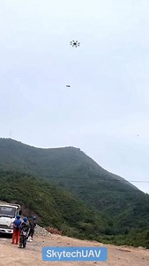 2.2K views · 9.2K reactions | Watch as our heavy-lift drone effortlessly hoists this massive tower component straight up the mountain!  Truly a testament to the power of technology. ⚡  Contact us on WhatsApp  www.Skytechuav.com #SkytechUAV #HeavyLiftDrone #FutureOfLogistics #DroneTechnology #PowerOfInnovation | Skytech UAV | Facebook