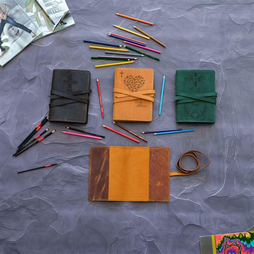 Personalized Leather Bible Cover, Custom Engraved Religious Gift - Etsy