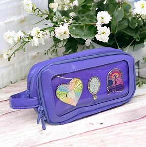 ITA Vegan Leather Pencil Pouch and Cosmetic Case W Clear Vinyl Window to Display Pins & Patches, Storage Gift for Planner Girls - Etsy