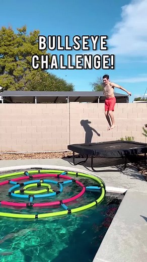 Land in the middle and you win! #gymnast #gymnastics #pool #challenge