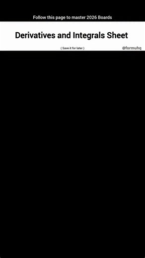 FormuHQ | CheatSheets on Instagram: " Derivatives & Integrals — The Ultimate Cheat Sheet! If you want to boost your math speed, save this now! ⚡ This visual breakdown will help you revise faster, solve quicker & score higher.  Follow @formuhq for more high-value academic resources!  Save & share to help others too! . . #MathMadeEasy #StudyResources #ExamPrep #CalculusBasics #StudySmart #educationhub"