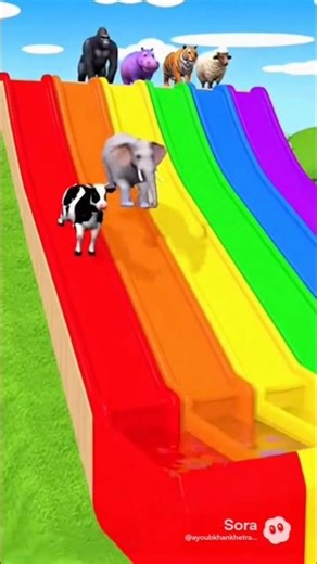 3D Animal Long Slide Game 🐘🐯🐄 | Color Slide Fun
