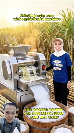 grinding sugar cane with a sophisticated machine made by AI #ai #sugarcane #sugarcanemillingmachine