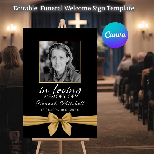 Elegant Black Gold Funeral Welcome Sign Template, in Loving Memory Poster (digital Download) - Etsy
