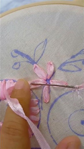 Ribbon embroidery #ribbon #embroidery #handbroidery #viral #shorts