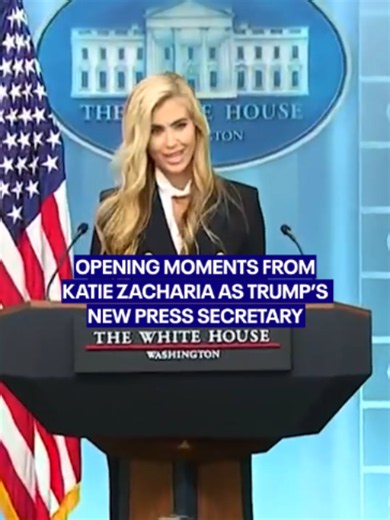 Katie Zacharia made her White House briefing room debut as President Donald Trump's new press secretary, introducing herself and laying out how she plans to approach the job.