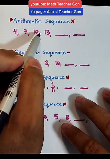 Grade 10 Math - Arithmetic, Geometric, Harmonic and Fibonacci Sequence #fyp #sequence #arithmeticsequence #fibonaccisequence #math #maths #grade10math
