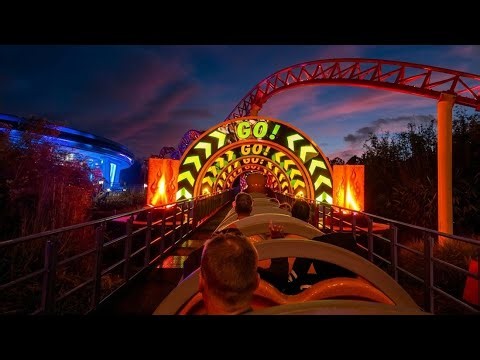 Slinky Dog Dash Full Ride at Night 🎢 Toy Story Land | Disney's Hollywood Studios