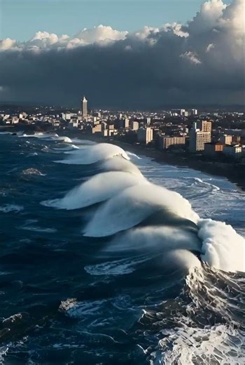 Sky-High Sea Waves Approaching the City – Epic Cinematic Disaster Concept #viral #trending