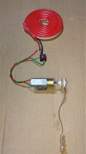 Turn A Mini Gear Motor Generator Powering Into a Neon Strip Light With Elastic Band #dcmotor #shorts