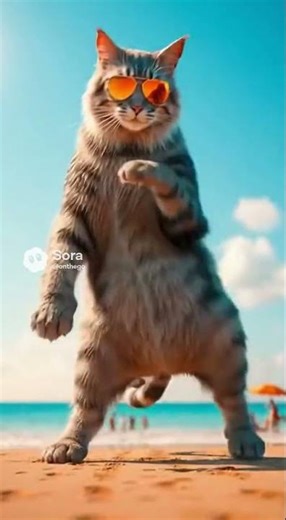 Titan Cat Beach Dance Ends With a Tiny Kitten Meow 😎