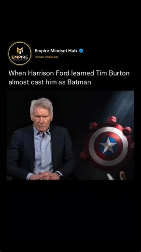 Empire Mindset on Instagram: "Before Batman (1989) went into production, director Tim Burton seriously considered Harrison Ford for the role of Bruce Wayne. At the time, Ford was one of the biggest stars in the world, famous for iconic characters like Han Solo and Indiana Jones, making him a safe, studio-friendly choice. Burton, however, wanted a darker and more unconventional Batman—something that broke away from the campy image the character had carried for years. While Ford had undeniable cha