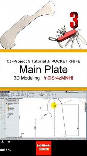 3- 3D Draft | Pocket Knife |:Main Plate #3d #solidworks #tutorial #cad #drawing #engineering #design