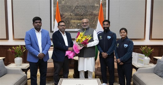 India Lacrosse teams meet Vice-President Radhakrishnan after historic golds