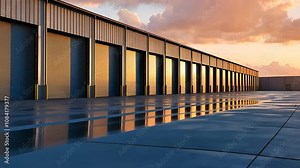 Industrial Warehouse Building with Multiple Loading Docks