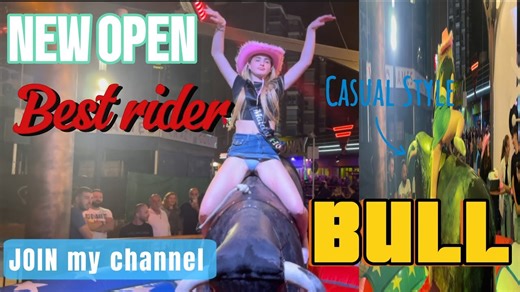Mechanical bull! | Benidorm bull 🐂 riding girl dress up 🆙 4K HD