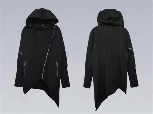 Techwear ZIP-UP HOODIE – Harajuku Streetwear Full Zip Sweatshirt | Darkwear Hooded Jacket - Etsy