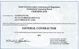 South Carolina General Contractor License Search