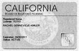 Pictures of California Nursing License