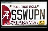 Photos of University Of Alabama License Plate