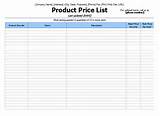 Pictures of Price List Template