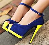 Royal Blue And Yellow Heels Photos