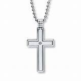 Mens Cross Necklace Stainless Steel 24 Inch Length