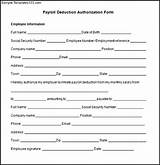 Photos of Employee Payroll Deduction Authorization Form Template