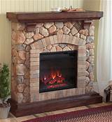 Rustic Stone Electric Fireplace Photos