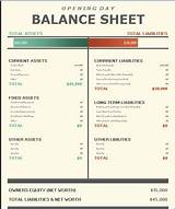 Opening Day Balance Sheet Template Images