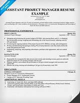 Sample Resume For Assistant Project Manager Construction