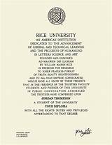 Rice University Diploma Frame Images