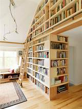 Built In Library Shelves With Ladder Pictures