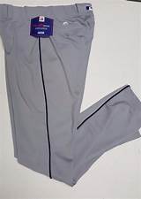 Grey Baseball Pants With Navy Piping
