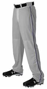 Grey Baseball Pants With Navy Piping
