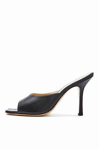 Square Toe Mule Noir Nappa Leather Leather Lining And Sole 95mm