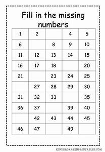 Fill In The Missing Numbers 1 50 Counting Worksheets For Kindergarten