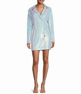 Adelyn Sequin Long Sleeve Collared Neckline Blazer Dress Dillard 39 S