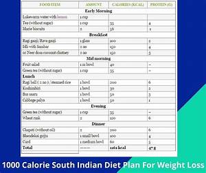 1000 Calorie South Indian Diet Plan For Weight Loss