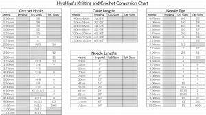 Knitting Needle Sizes Conversion Chart Hiyahiya Europe